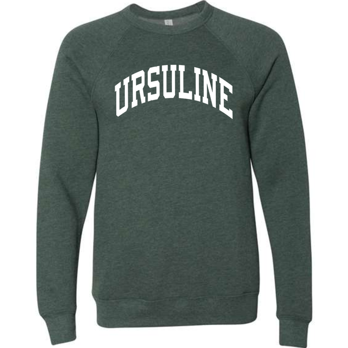 Curved Ursuline on Premium Sponge Fleece Crewneck - Heather Forest Unisex-Lemons and Limes Boutique