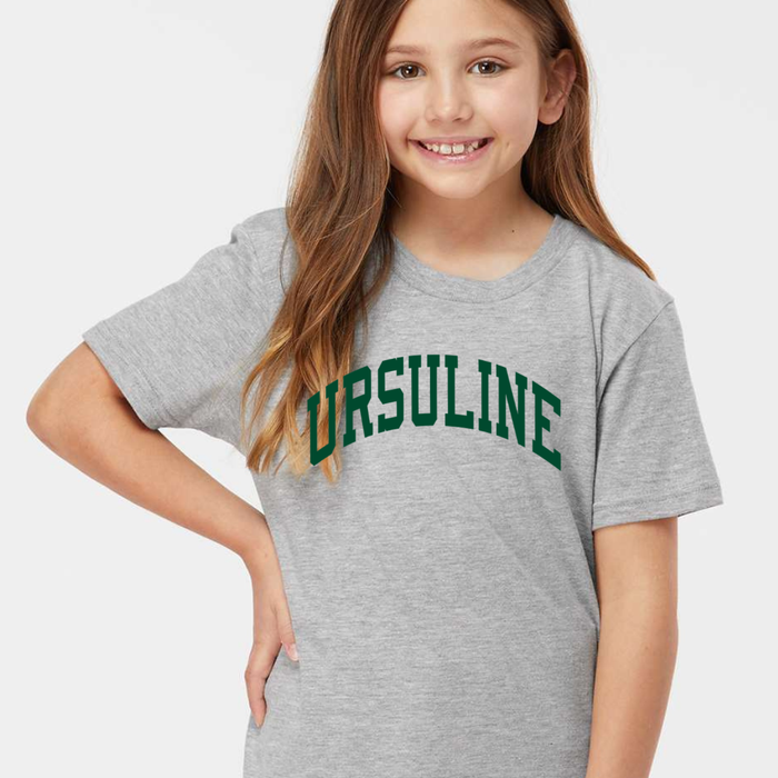 Curved Ursuline T-Shirt on Athletic Gray-Lemons and Limes Boutique