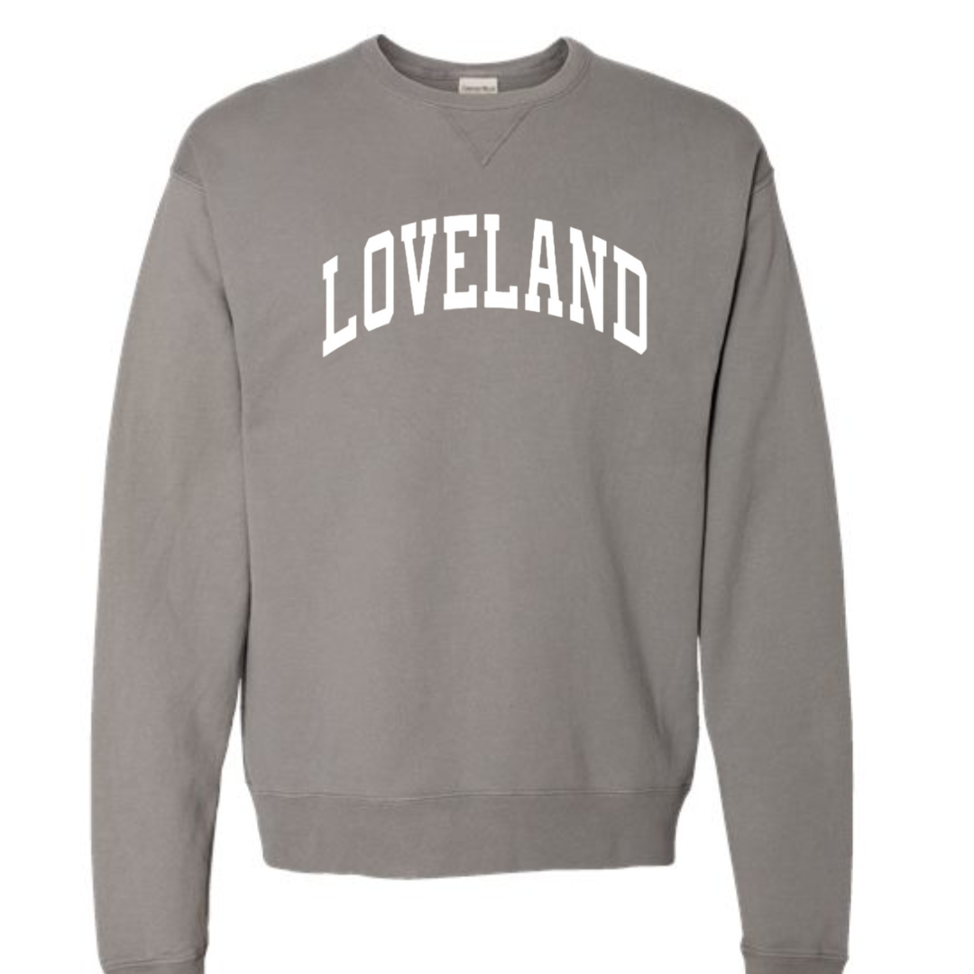 Loveland Curved Sweatshirt Comfort Wash on Concrete Gray-Lemons and Limes Boutique