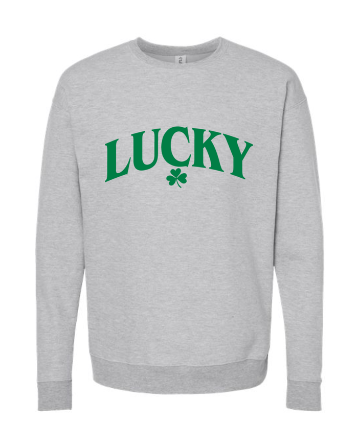 Lucky Shamrock on Grey Crewneck - Unisex-Lemons and Limes Boutique