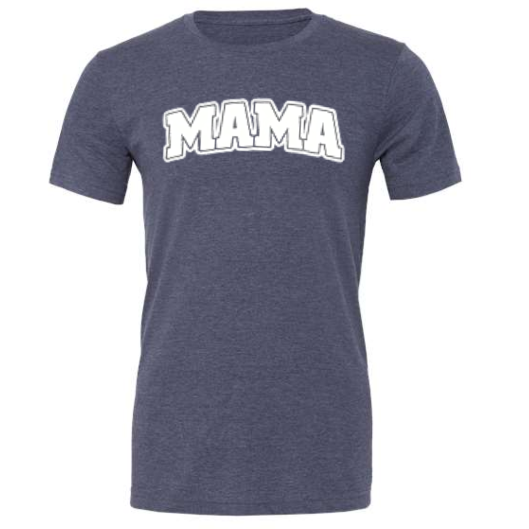 Bubble Block Mama T-Shirt on Heathered Navy-Lemons and Limes Boutique