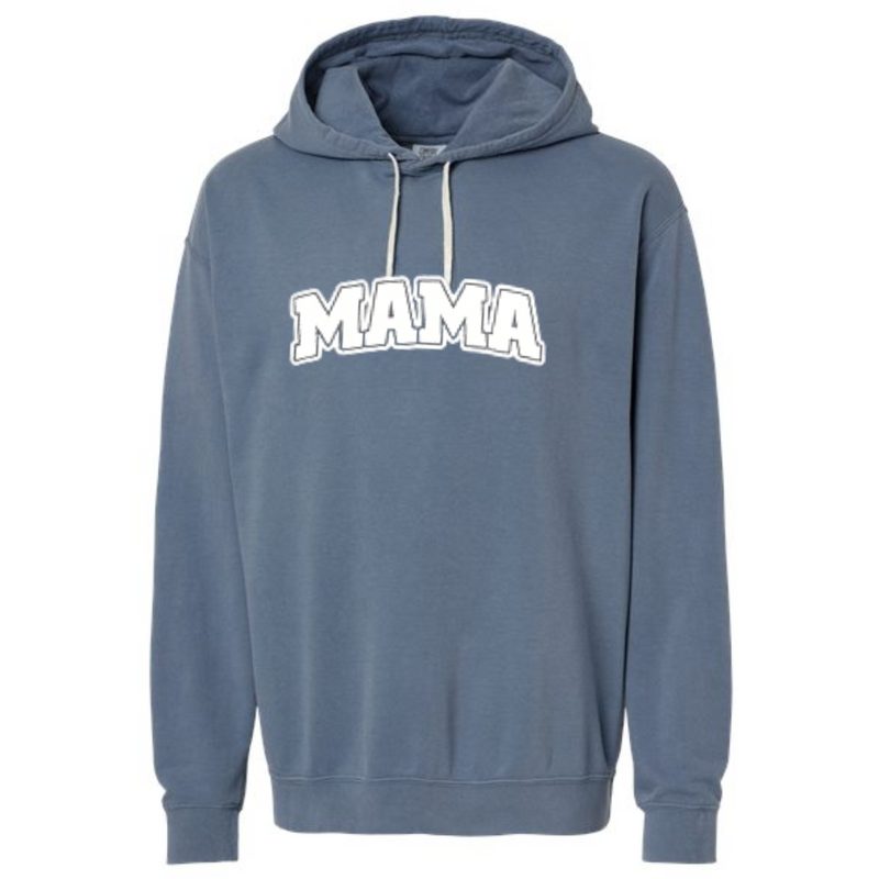 Mama Garment Dyed Lightweight Fleece Hoodie on Blue Jean--Lemons and Limes Boutique