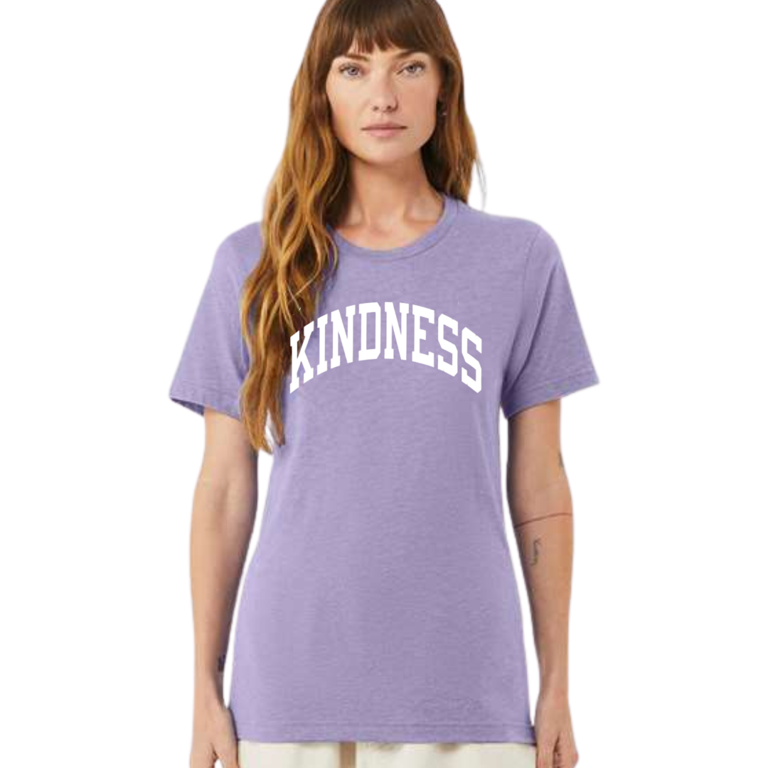 Kindness Curve T-Shirt on Heather Dark Lavender-Lemons and Limes Boutique