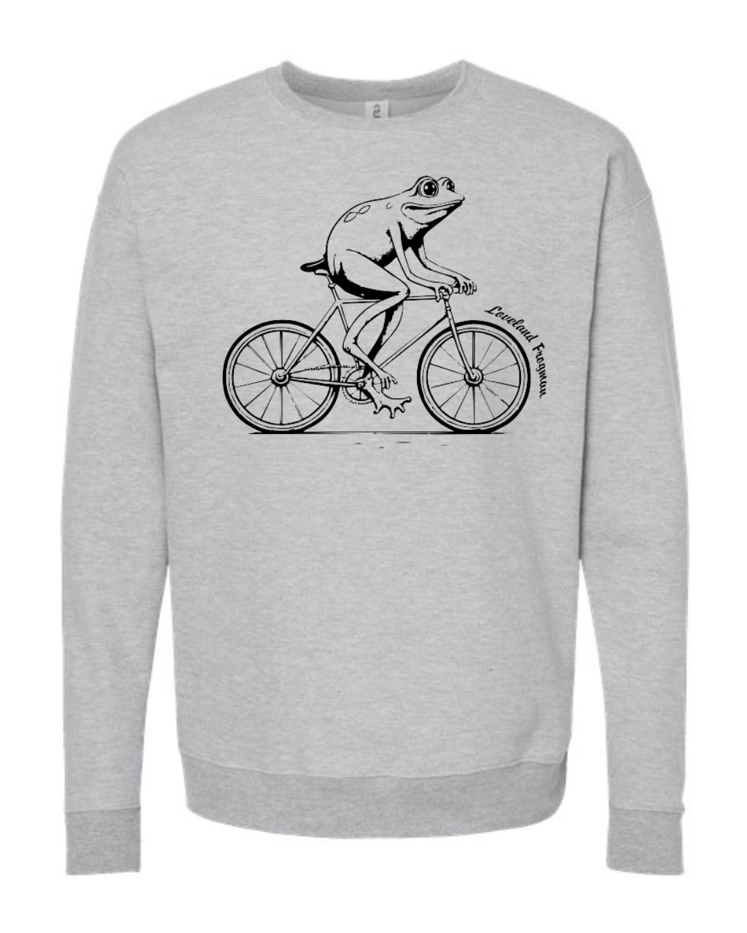 Frogman on Bike Sweatshirt on Athletic Gray-Lemons and Limes Boutique