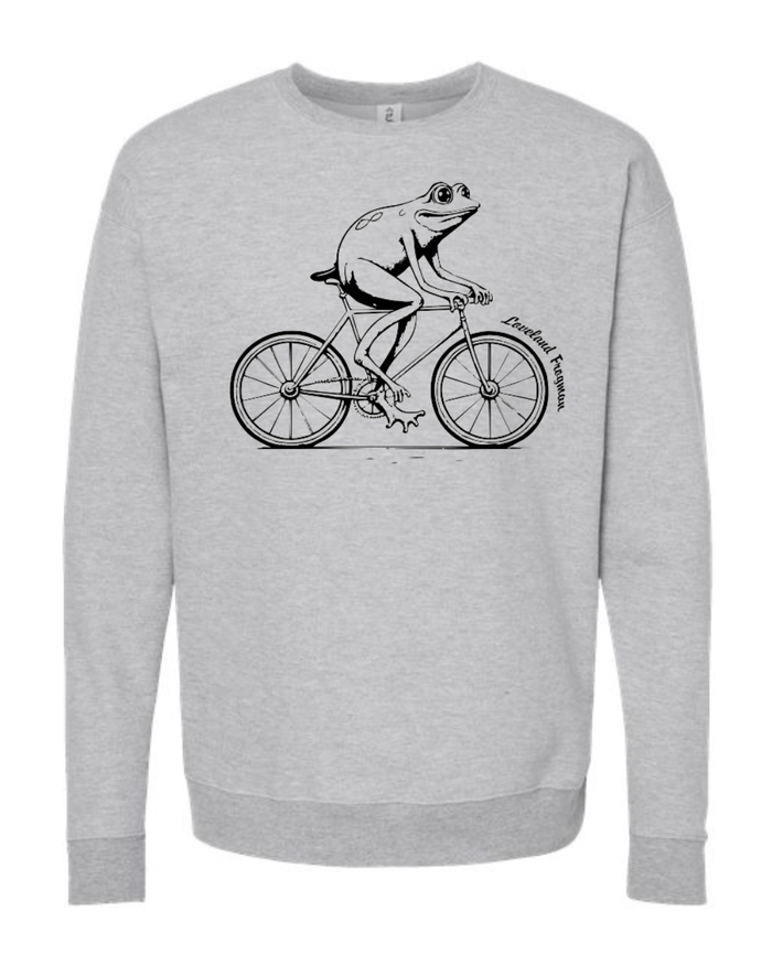 Frogman on Bike Sweatshirt on Athletic Gray-Lemons and Limes Boutique