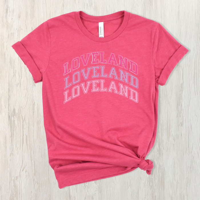 Loveland Tri Curve T-Shirt on Heathered Berry--Lemons and Limes Boutique