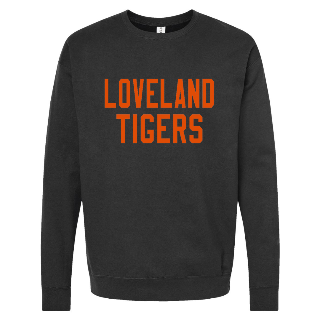 Loveland Tigers Sweatshirt on Black-Lemons and Limes Boutique