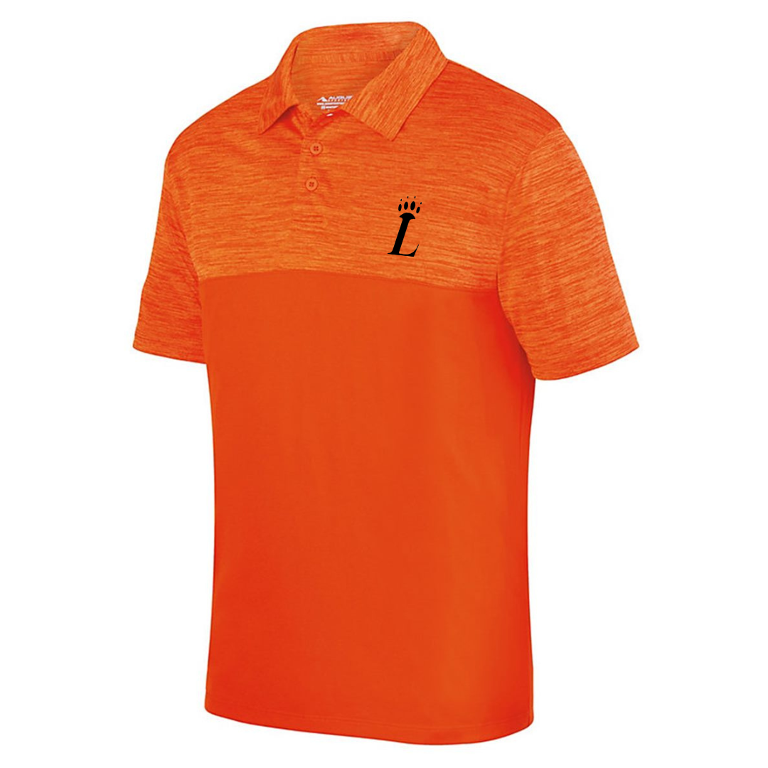 Loveland Embroidered Performance Polo on Orange Heather Color Block--Lemons and Limes Boutique