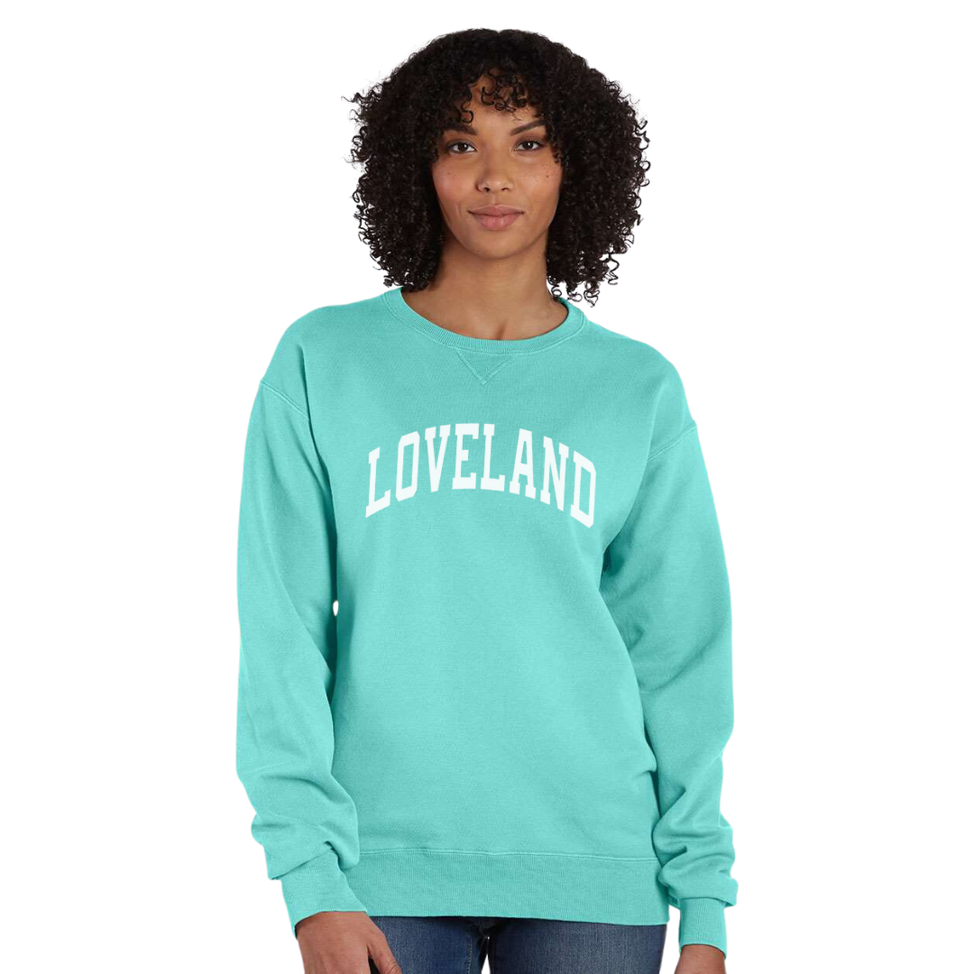 Loveland Curved Sweatshirt Comfort Wash on Mint-Lemons and Limes Boutique