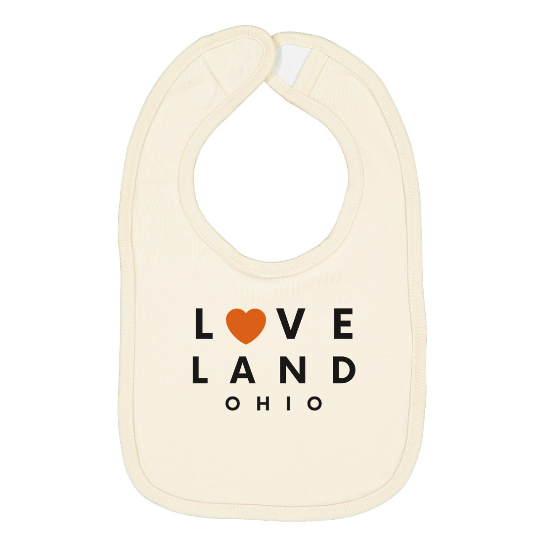 Loveland Heart Baby Bib in Ivory--Lemons and Limes Boutique