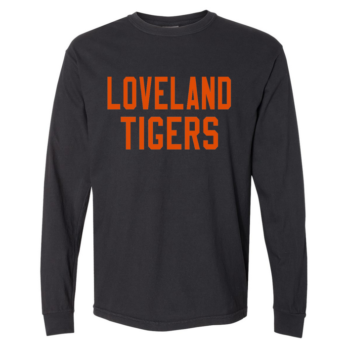 Loveland Tigers Long Sleeve T-Shirt on Black-Graphic Tee-Lemons and Limes Boutique