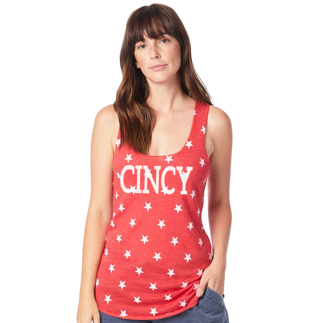 Cincy Stars Tank on Red--Lemons and Limes Boutique