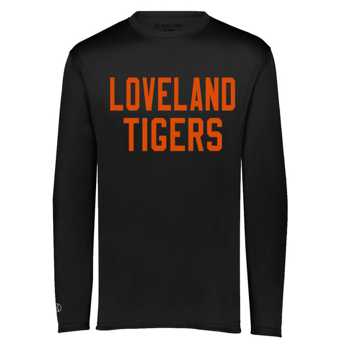 Loveland Tigers Long Sleeve Sport T-Shirt on Black-YOUTH-Graphic Tee-Lemons and Limes Boutique