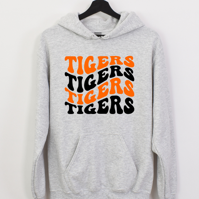 Groovy Two Color Tigers Grey Hoodie--Lemons and Limes Boutique