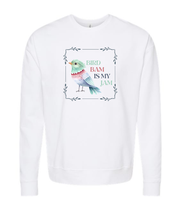Bird Bam Ia My Jam on White Crewneck-Lemons and Limes Boutique