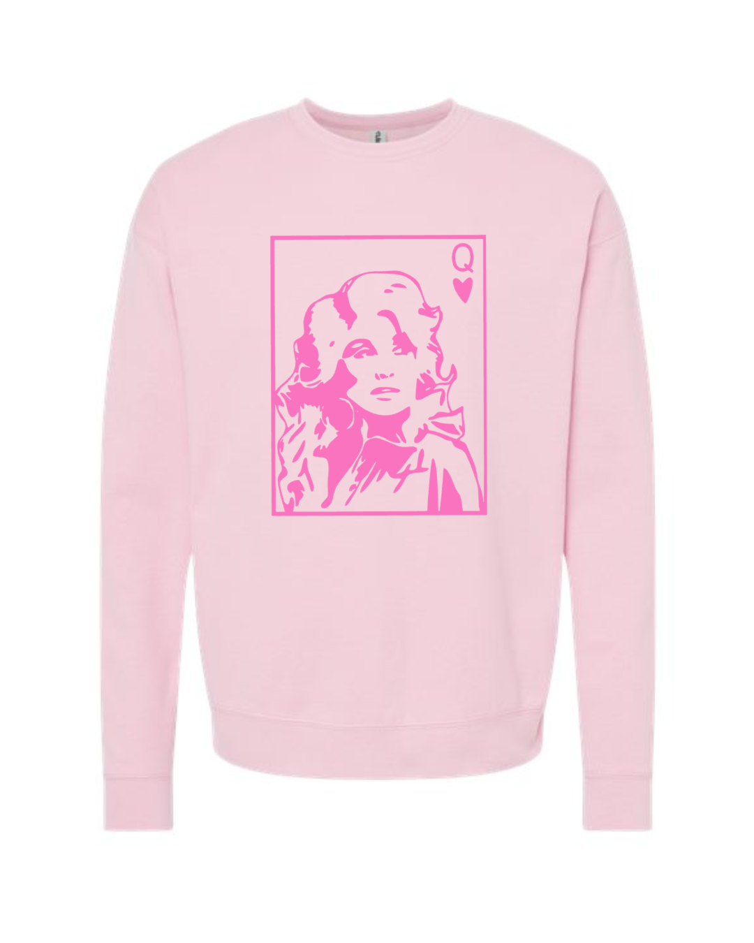 Dolly Queen of Hearts on Pink Crewneck
