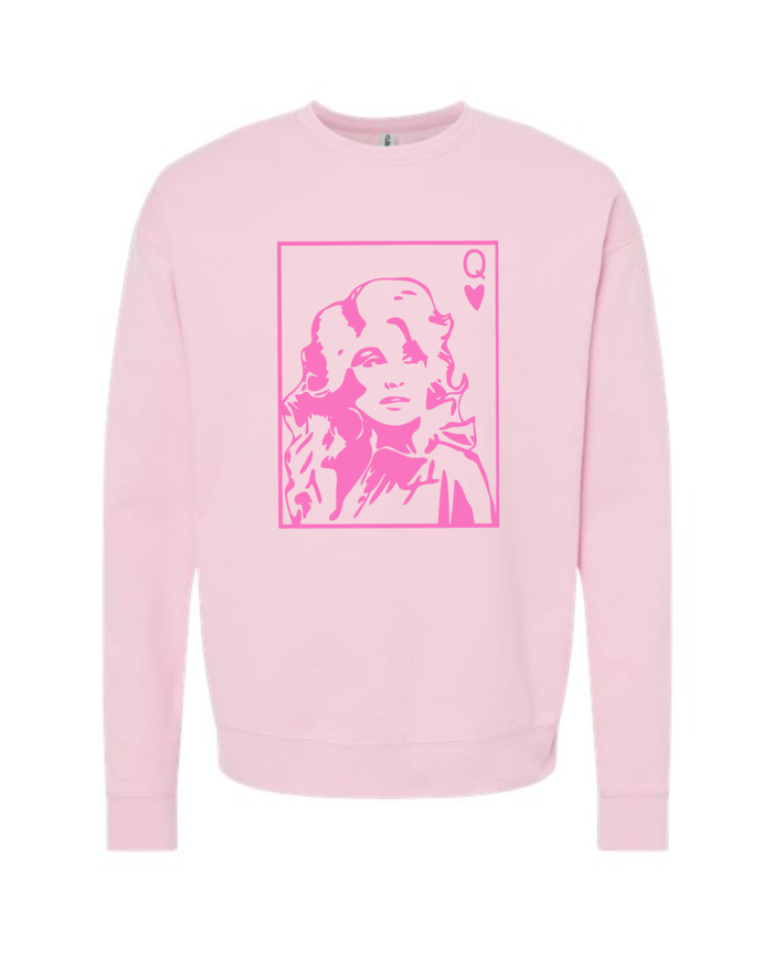 Dolly Queen of Hearts on Pink Crewneck