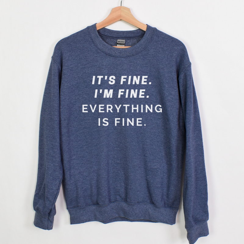 Everything is Fine Signature Sweatshirt on Heathered Navy--Lemons and Limes Boutique