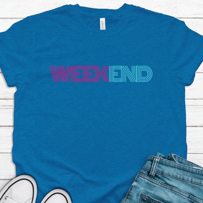 Weekend T-Shirt on Carolina Blue-Graphic Tee-Lemons and Limes Boutique