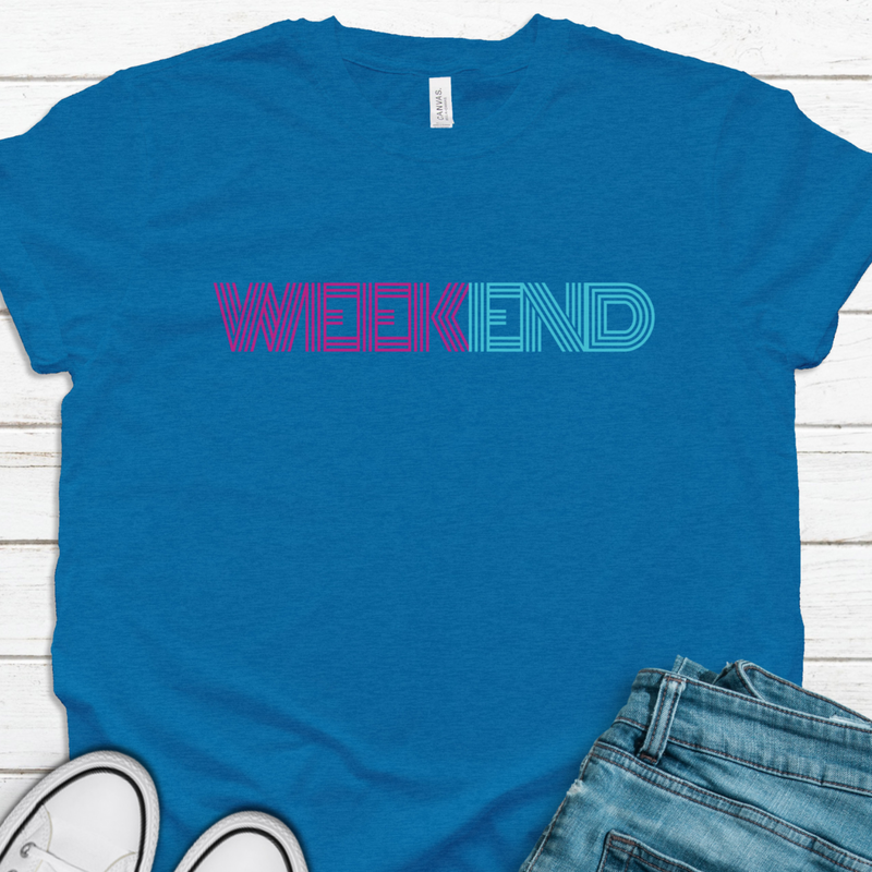 Weekend T-Shirt on Carolina Blue-Graphic Tee-Lemons and Limes Boutique