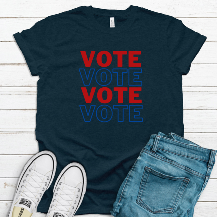 Vote T-Shirt on Heathered Navy-Graphic Tee-Lemons and Limes Boutique