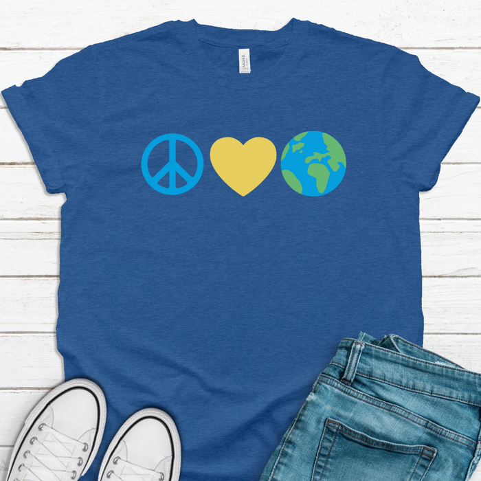 Peace Love Earth T-Shirt on Carolina Blue-Shirts & Tops-Lemons and Limes Boutique