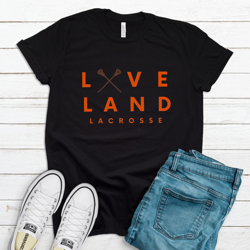 Loveland Lacrosse T-Shirt on Black--Lemons and Limes Boutique
