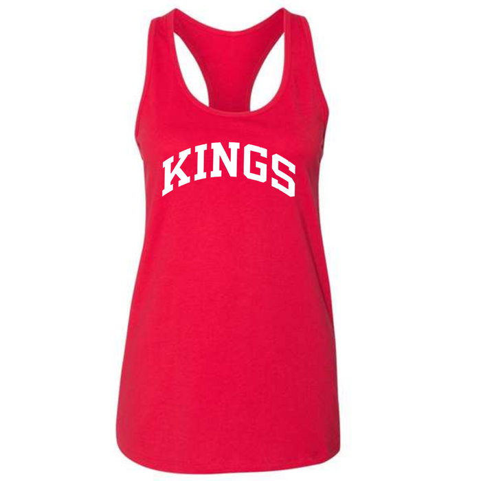 Kings White Curved Tank Top on Red--Lemons and Limes Boutique