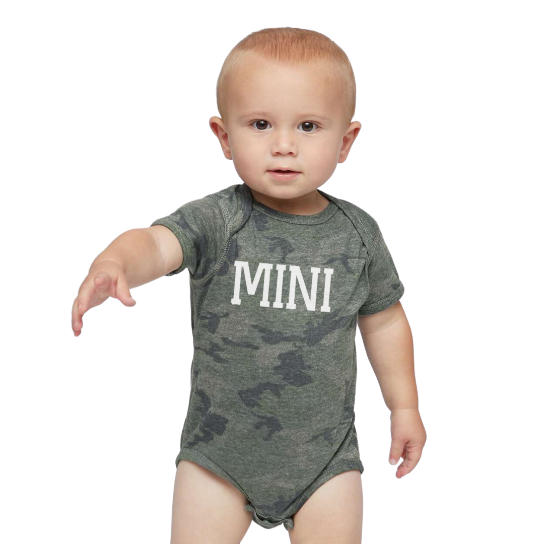 Mini Short Sleeve Body Suit on Vintage Camo-INFANT--Lemons and Limes Boutique