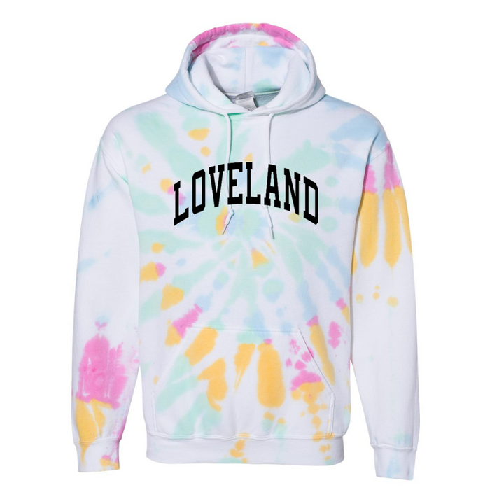 Loveland Hoodie on Rainbow Tie Dye-Lemons and Limes Boutique
