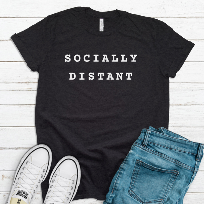 Socially Distant T-Shirt on Heathered Black-Graphic Tee-Lemons and Limes Boutique