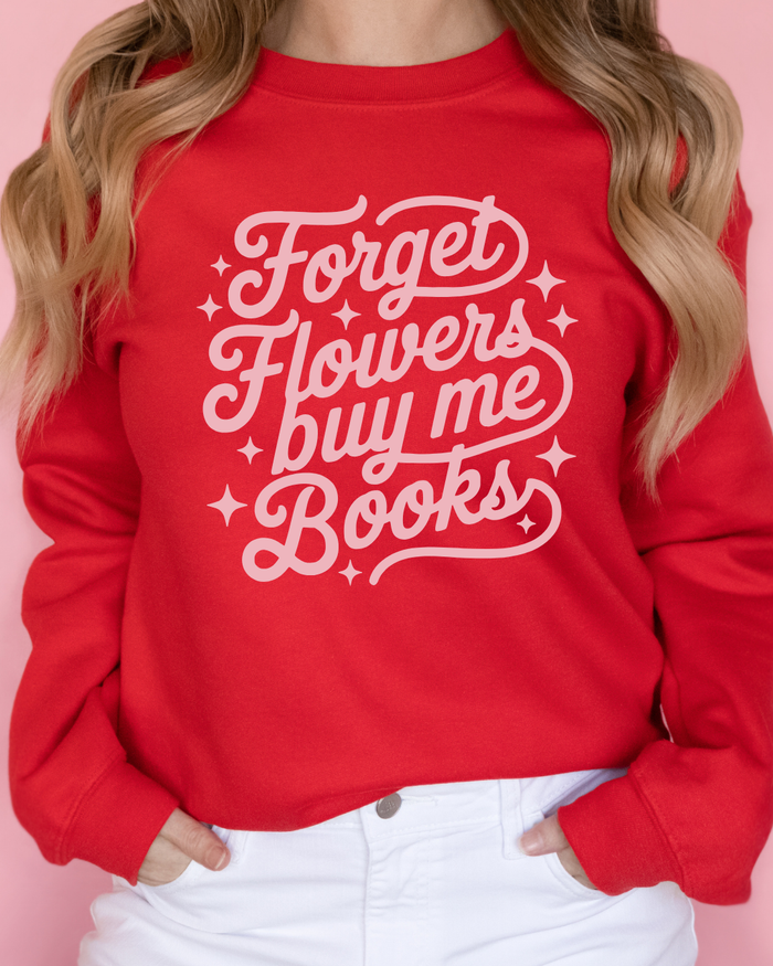 Buy Me Books on Red Spongefleece Crewneck-Lemons and Limes Boutique