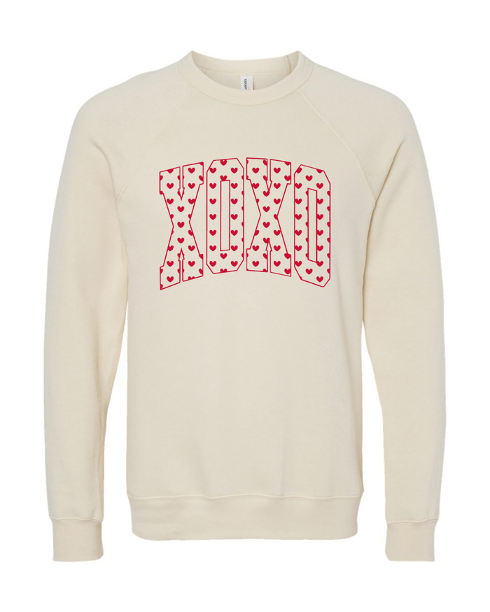 XOXO on Natural Spongefleece Crewneck-Lemons and Limes Boutique
