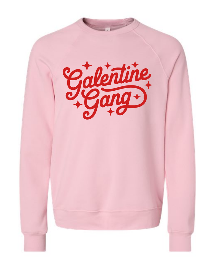 Galentine Gang on Pink Spongefleece Crewneck-Lemons and Limes Boutique