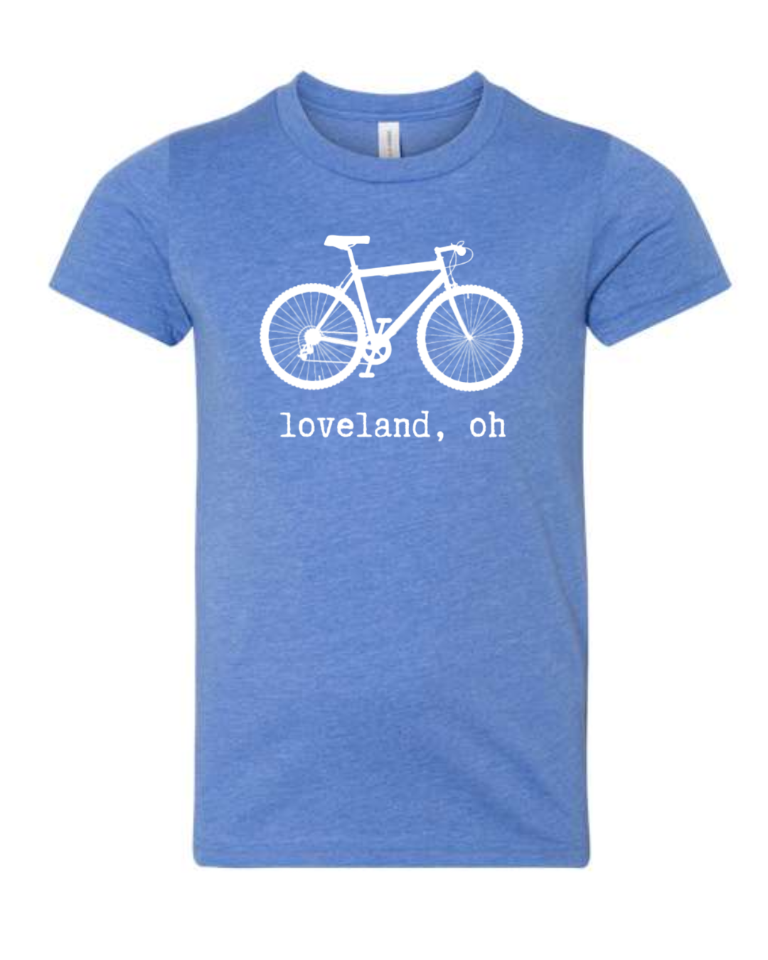 Vintage Loveland Bike t-Shirt on Heather Columbia Blue