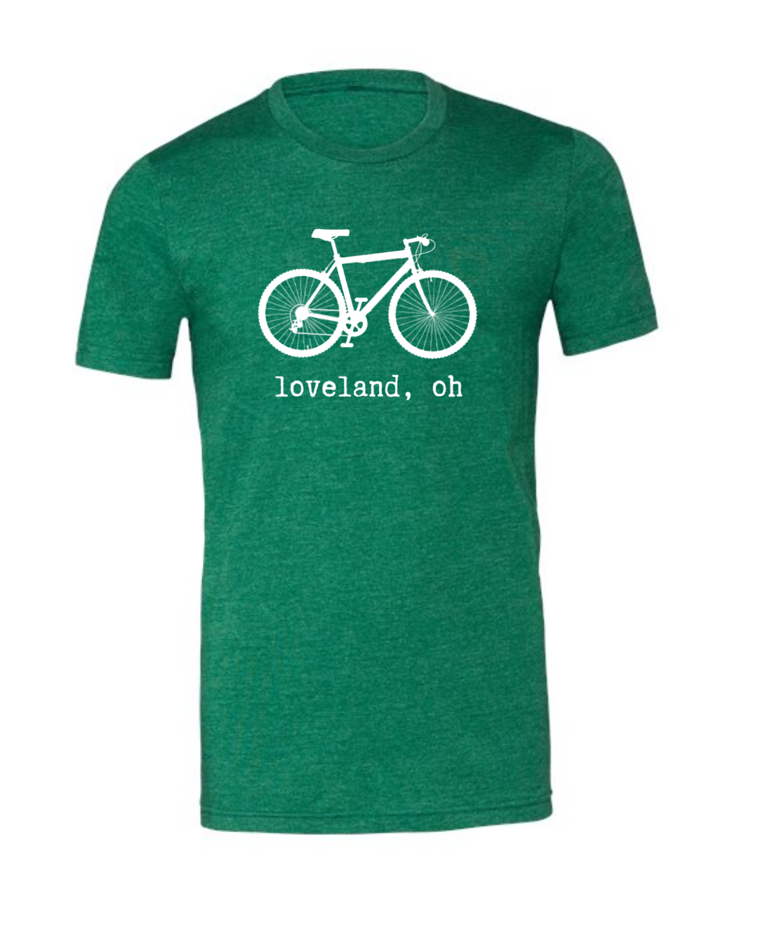 Vintage Loveland Bike t-Shirt on Heather Grass Green