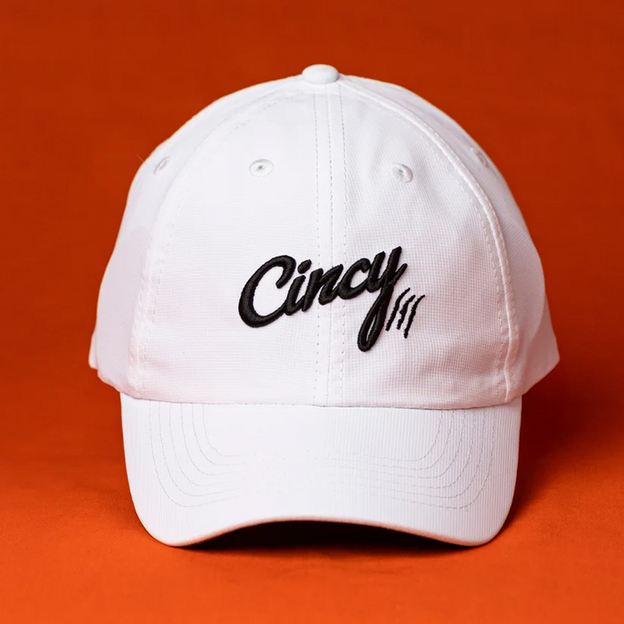 Lightweight Dad Hat White with Black Logo by The Cincy Hat--Lemons and Limes Boutique