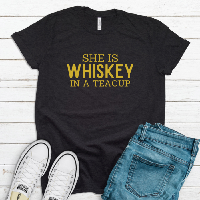 Whiskey In A Teacup T-Shirt on Black-Graphic Tee-Lemons and Limes Boutique