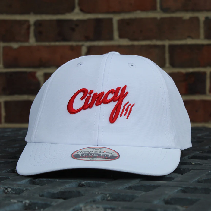 Structured Golf Hat (UPF50+) - White with Red Logo by The Cincy Hat--Lemons and Limes Boutique