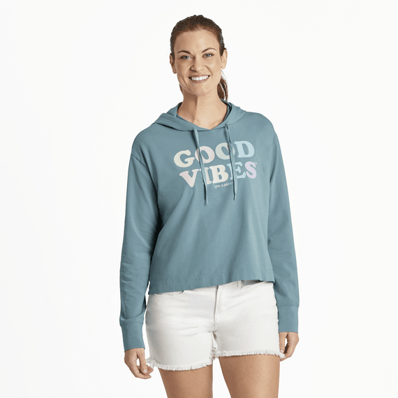 Women's Crusher Flex Boxie Hoodie in Smoke Blue-Lemons and Limes Boutique