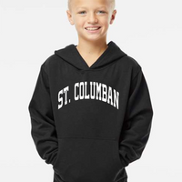 Saint Columban Curved Hoodie (multiple colors)-YOUTH-Black with White-Youth XSmall-Lemons and Limes Boutique