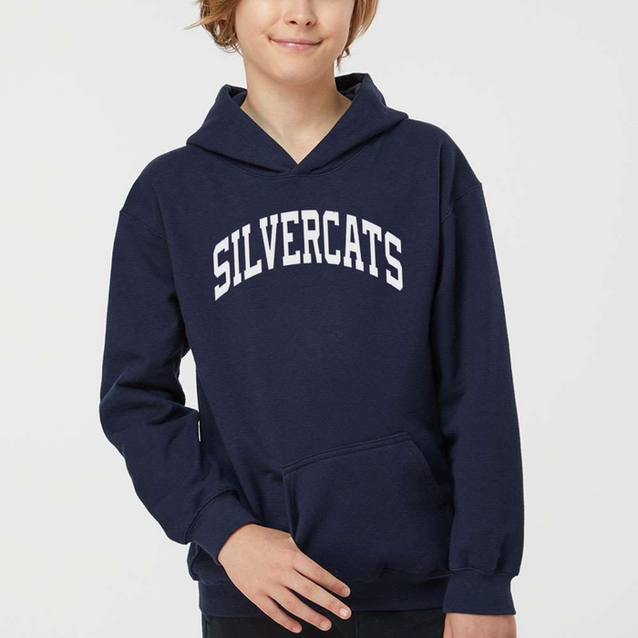 Silvercats Curved Hoodie on Navy-YOUTH--Lemons and Limes Boutique