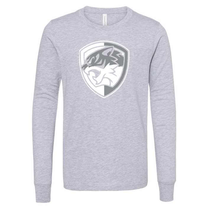 Silvercat Two Color Logo on Long Sleeve Tee - Youth-Athletic Grey-Small-Lemons and Limes Boutique