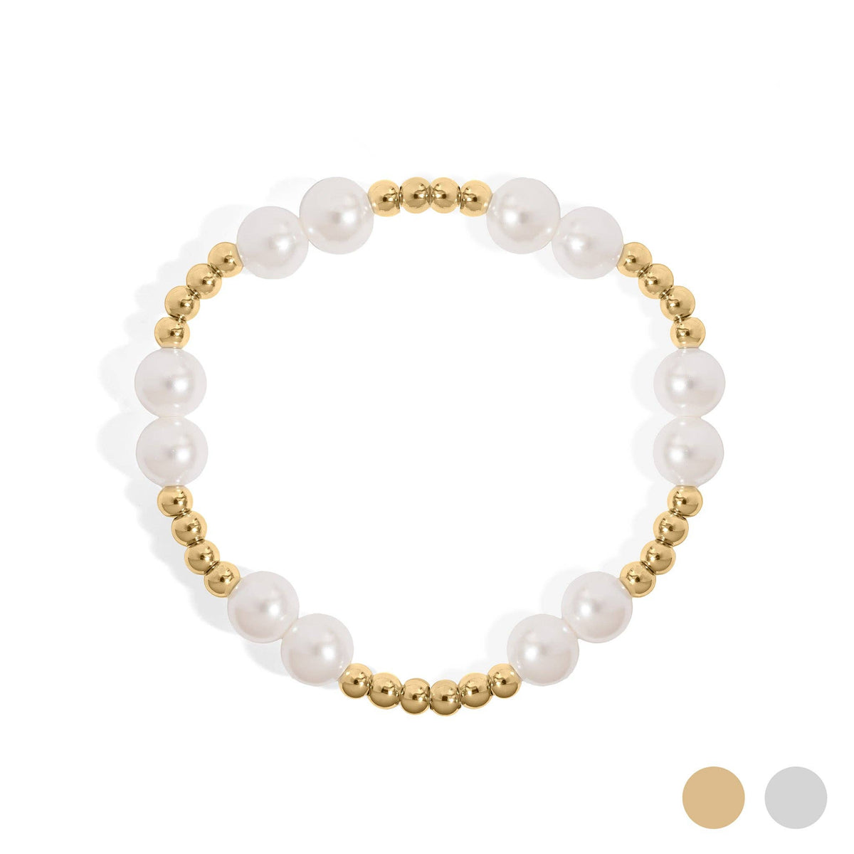 18K Gold PVD 8mm Kiska Glass Pearl Stretch Bracelet