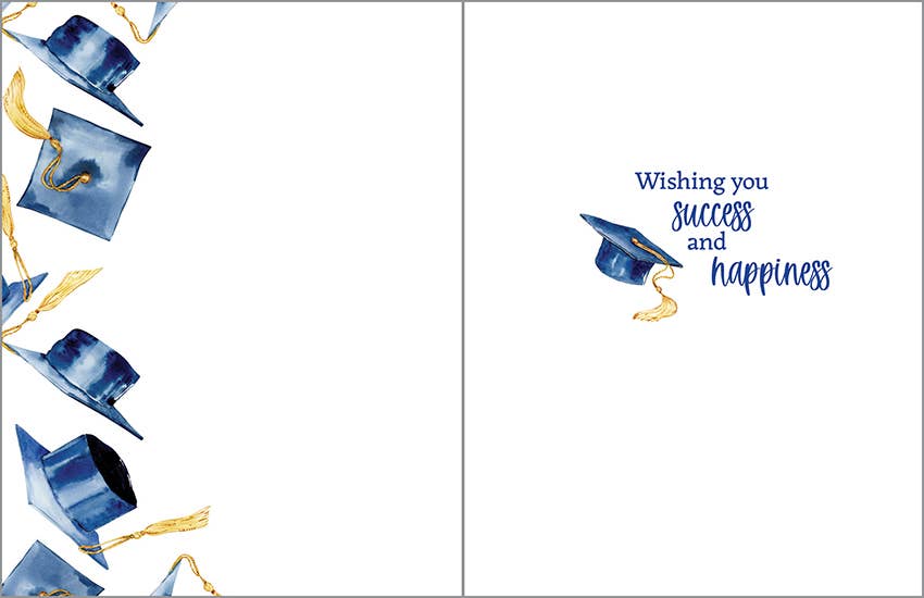 Graduation Greeting Card - Navy Grad Caps-Lemons and Limes Boutique