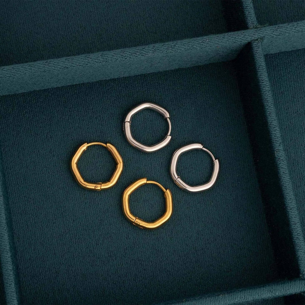 18K Gold PVD Stainless Steel Rounded Geometric Huggie Hoop Earrings / ERJ0006: Stainless-Lemons and Limes Boutique