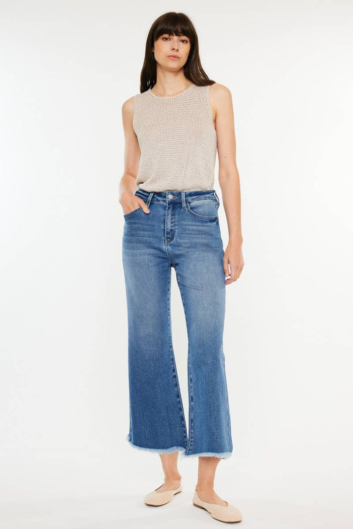 Rixby High Rise Capri Flare Jeans in Medium Wash by Kan Can USA--Lemons and Limes Boutique