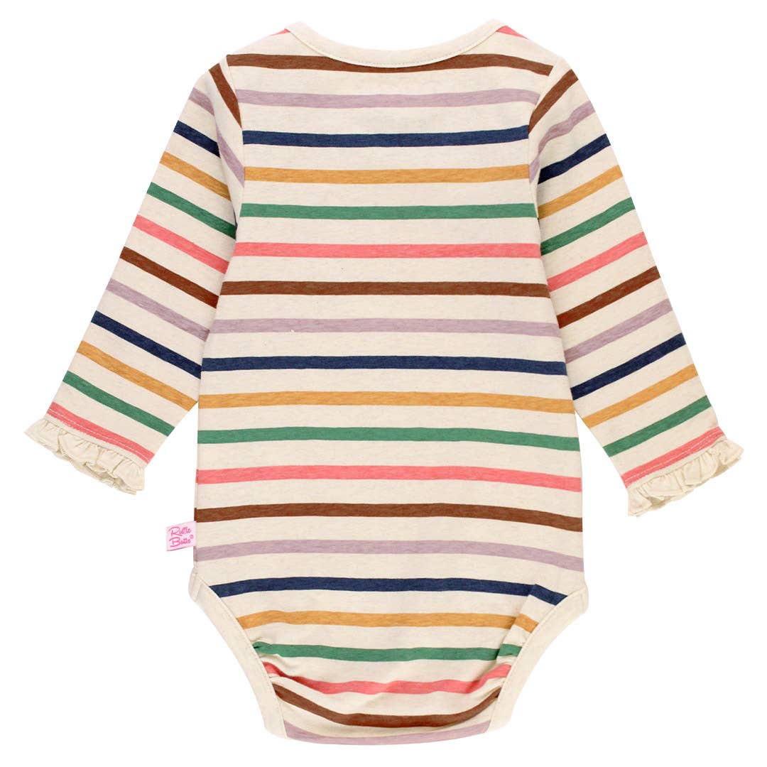 Sunrise Rainbow Stripe Knit Long Sleeve Ruffle Bodysuit: 0-3M--Lemons and Limes Boutique