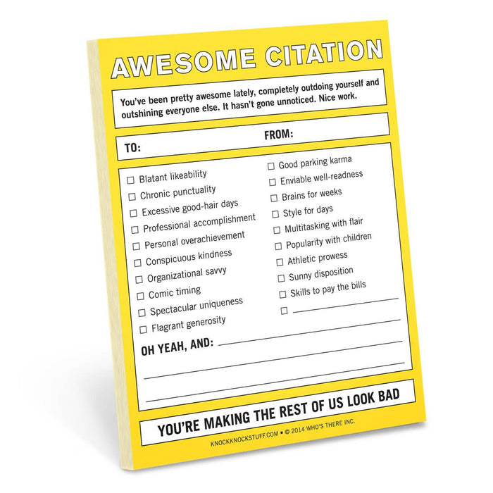 Awesome Citation Nifty Note Pad (Yellow)--Lemons and Limes Boutique