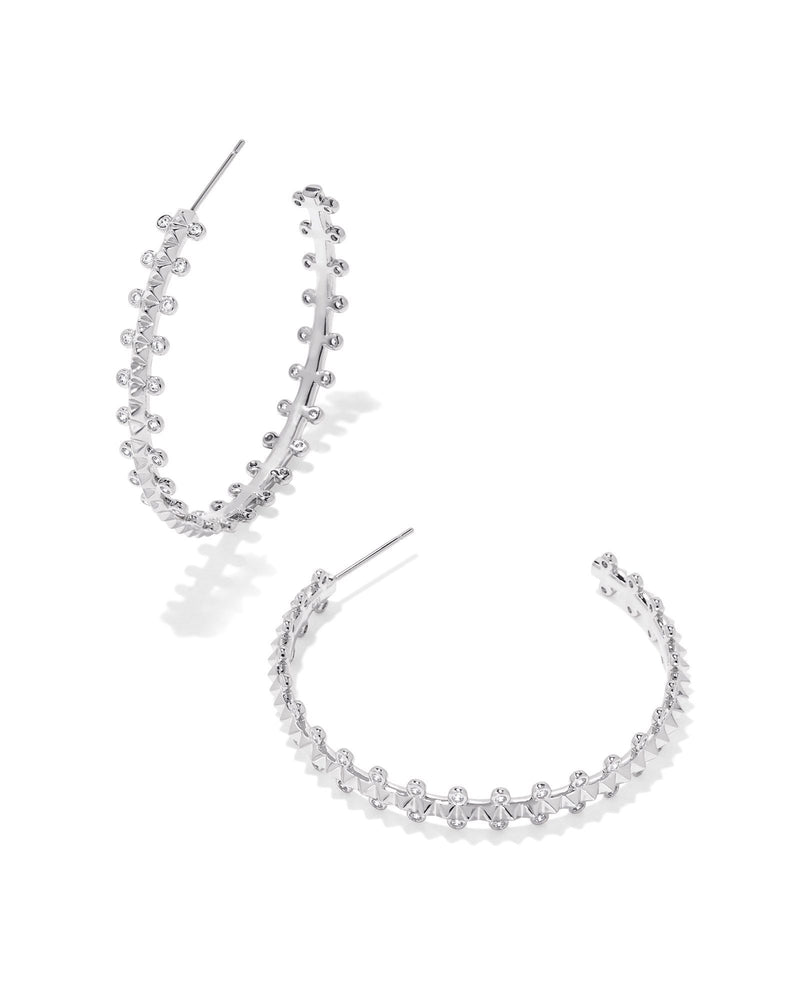 Jada Hoop Earrings in Silver White Crystal by Kendra Scott--Lemons and Limes Boutique